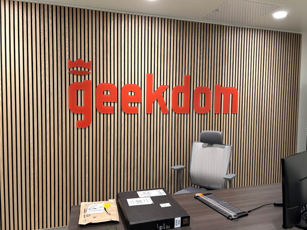 geekdom reception wall dimensional